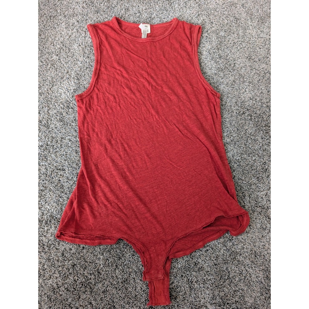 Intimately Free People Women‎ Red Linen Blend Sleeveless Bodysuit Size M